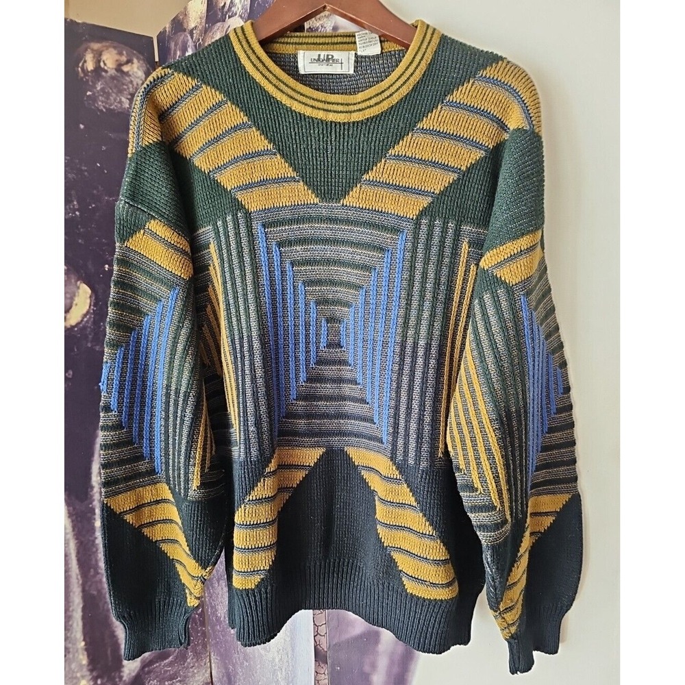 Vintage 80's UNION PIER SPORTSWEAR Men's Multicolor Crew Neck Pullover Size L - Picture 2 of 7